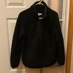 Black Sherpa Quarter-Zip Pullover